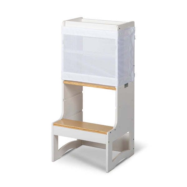 FISSO - Slimline Learning Tower White Walnut-Little Risers