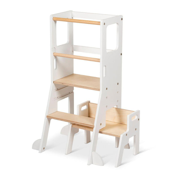 Learning Tower - White and Natural-Little Risers